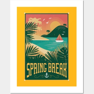 Vintage Spring Break: Retro Island Vibes Vector Design for Spring and Summer Posters and Art